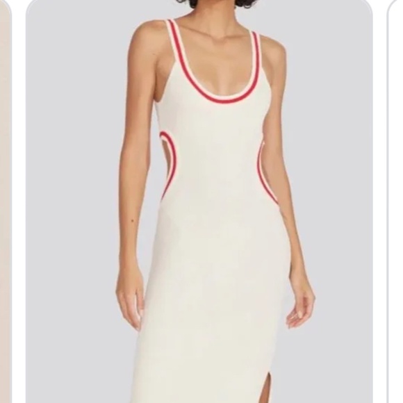 Solid & Striped Lola Dress Brule Lipstick Red Ribbed Knit Maxi Side Slit Size S - Picture 1 of 3